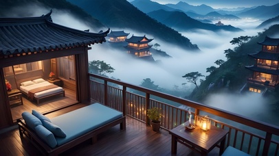 云雾山谷古风小屋