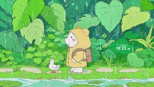 躲在雨林里的小熊