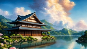 4K唯美治愈古风湖景木屋