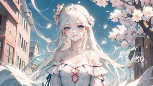 唯美小巷樱花少女