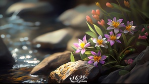 唯美小溪花草