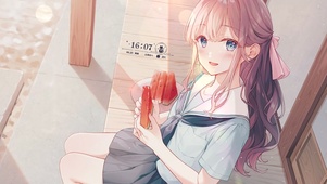 夏日治愈吃西瓜少女
