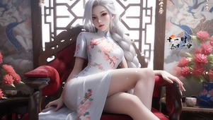 长腿旗袍少女