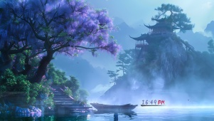 古风 梨花湖泊
