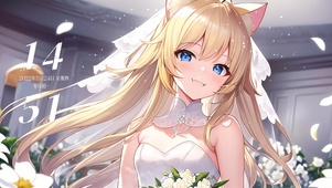 可爱婚纱猫咪女孩