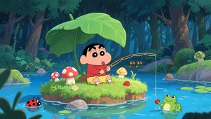 雨天垂钓小新