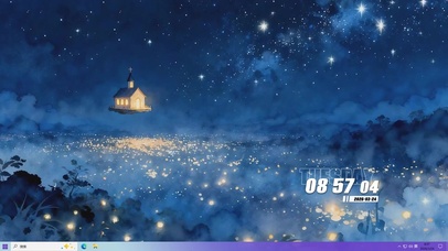 夜景星空树木桌面主题