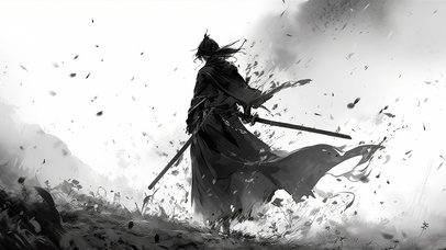 4K水墨风侠客决斗