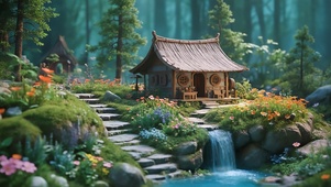 微观水潭小屋