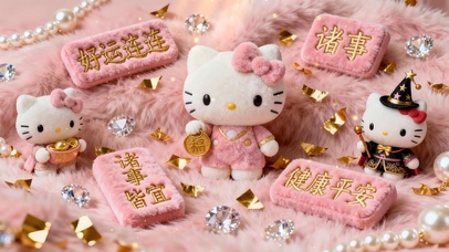 粉色毛绒Hello Kitty