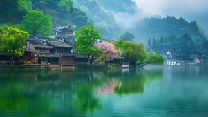 湖边的古镇