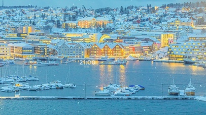 4K唯美治愈傍晚城市雪景