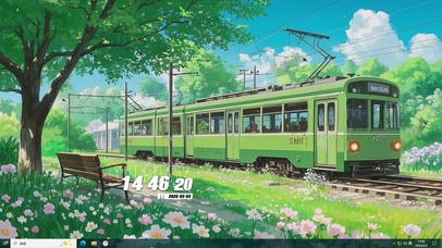 蓝天白云树木桌面主题