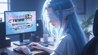 纯欲蓝发电竞女孩