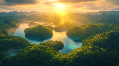 唯美绿色护眼岩岛