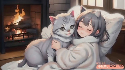 女孩和她的猫咪