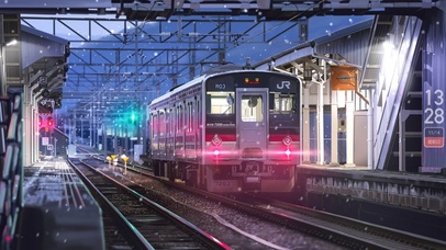 唯美冬季火车站