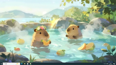 泡温泉的卡皮巴拉