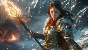 北欧火焰魔法铠甲女战士