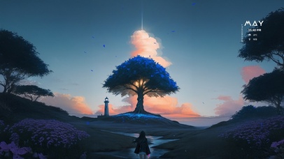 唯美夕阳山野少女