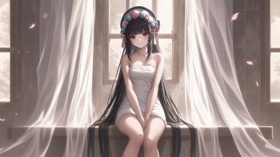 雪墨壁纸丨云堇丨纯白浴袍丨