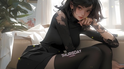 可爱黑色婚纱少女