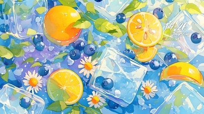 柠檬蓝莓气泡水