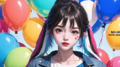气球可爱少女