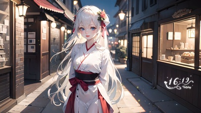 唯美白发街边少女