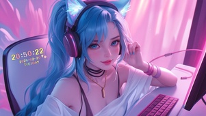 蓝发电竞少女
