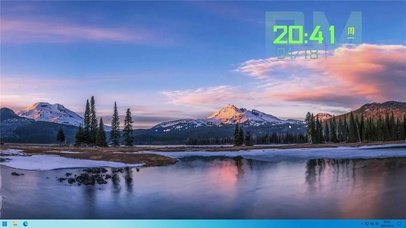 湖面雪山景
