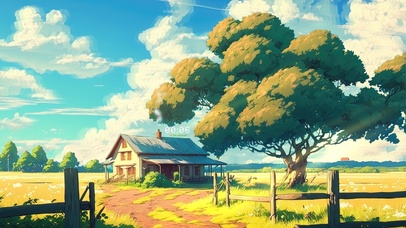 4K唯美治愈清新夏日田野木屋