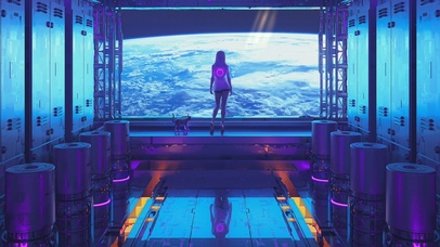 【4K】赛博少女遥望地球