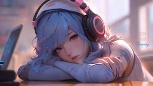 可爱蓝发电竞小女孩