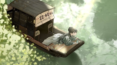 4k 治愈唯美古风游船少女