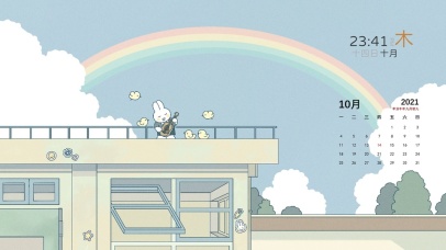 6K简约萌兔兔弹琴护眼