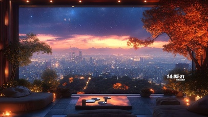 唯美客厅城市窗景