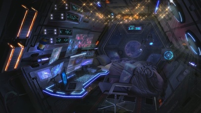 科幻唯美治愈宇宙飞船房间