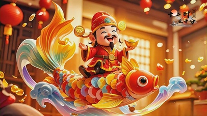 七彩锦鲤财神赐好运财运