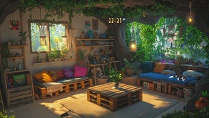 树洞小屋光影