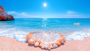 海边心形鹅卵石