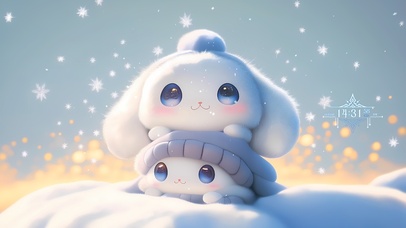 可爱雪景小兔子