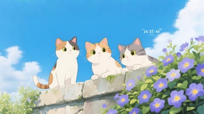 墙头看风景猫咪