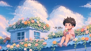 温馨房顶男孩