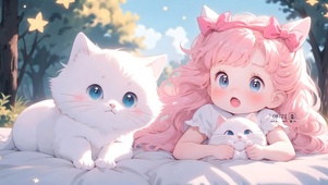 小女孩和猫咪