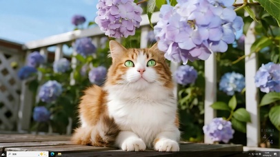 绣球花和猫咪