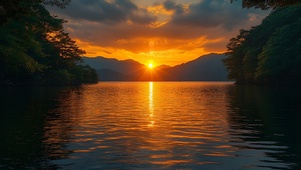 日落湖景