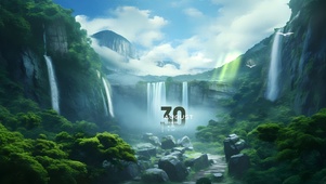 4K护眼 深山瀑布群