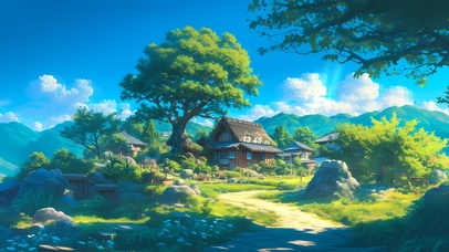 绿色护眼青山小屋