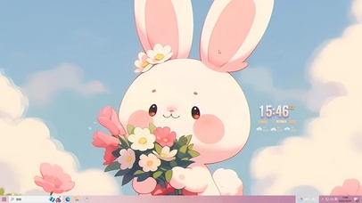 可爱捧花小白兔	